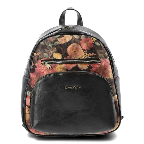 Czarny Elegancki Damski Plecak Laura Vita. Czarne plecaki damskie Laura Vita, bez wzorów, z materiału, eleganckie. Za 280.99 zł.