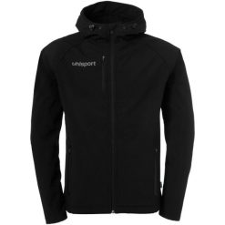 Kurtka softshell Uhlsport Essential. Czarne kurtki męskie Uhlsport, bez wzorów, z polaru, sportowe, bez kaptura. W wyprzedaży za 399.85 zł.