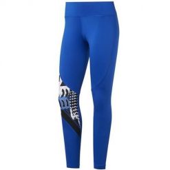 Spodnie treningowe damskie Reebok Wor Myt Aop Tight. Niebieskie spodnie dresowe damskie Reebok, bez wzorów, sportowe. Za 148.00 zł.