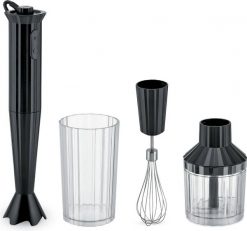Blender ręczny Plissé czarny z akcesoriami 4 el. Czarne blendery Alessi. Za 667.00 zł.