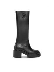 DKNY Kozaki Paloma Logo K3324785 Czarny. Czarne kozaki damskie DKNY, bez wzorów, ze skóry, bez obcasa, na słupku, bez zapięcia. Za 1,429.00 zł.