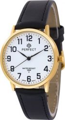 Zegarek Perfect Męski zegarek naręczny klasyczny na skórzanym czarnym pasku duże cyfry Perfect 228 NoSize. Czarne zegarki męskie Perfect, bez wzorów. Za 51.99 zł.