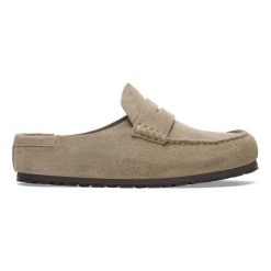 Birkenstock Naples Wrapped LEVE Taupe Klapki męskie. Szare klapki męskie Birkenstock, bez wzorów, z zamszu, bez zapięcia. Za 719.00 zł.