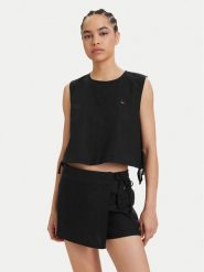 Tommy Jeans Top DW0DW22779 Czarny Regular Fit. Czarne topy damskie Tommy Jeans, xs, bez wzorów, z jeansu, bez kołnierzyka, bez ramiączek. Za 329.99 zł.