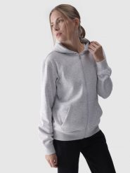 4F Bluza dresowa rozpinana z kapturem damska - szara XS. Szare bluzy damskie 4F, xs, bez wzorów, z bawełny, sportowe, bez ramiączek, z kapturem. W wyprzedaży za 119.99 zł.