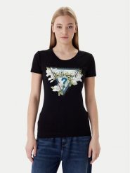 Guess T-Shirt W6RI35 J1314 Czarny Slim Fit. Czarne t-shirty damskie Guess, xl, z aplikacjami, z bawełny, bez kołnierzyka, bez ramiączek. Za 199.99 zł.