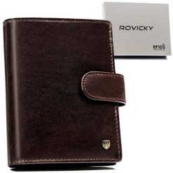 Portfel męski Rovicky D1072L-RVT c. brązowy D1072L. Brązowe portfele męskie ROVICKY, bez wzorów, ze skóry. Za 74.00 zł.