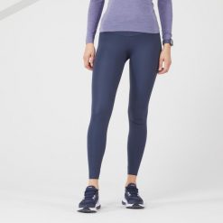 Legginsy do biegania damskie Kiprun Support. Niebieskie legginsy damskie KIPRUN, bez wzorów, z elastanu. W wyprzedaży za 99.99 zł.