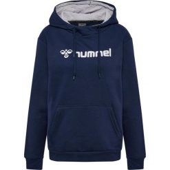 Bluza damska z kapturem Hummel Mover. Niebieskie bluzy damskie Hummel, bez wzorów, sportowe, bez ramiączek, z kapturem. Za 147.35 zł.