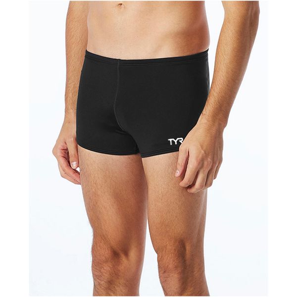Bokserki kąpielowe męskie TYR Male square leg. Czarne kąpielówki męskie TYR, m, bez wzorów. Za 245.99 zł.
