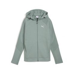 Damska rozpinana bluza z kapturem EVOSTRIPE PUMA Green Moon. Zielone bluzy damskie Puma, xs, bez wzorów, sportowe, bez ramiączek, z kapturem. W wyprzedaży za 219.00 zł.