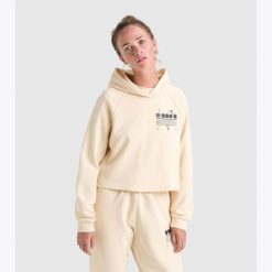 Bluza damska DIADORA L. HOODIE CROP MANIFESTO. Brązowe bluzy damskie Diadora, l, bez wzorów, z bawełny, bez ramiączek, z kapturem. Za 109.99 zł.