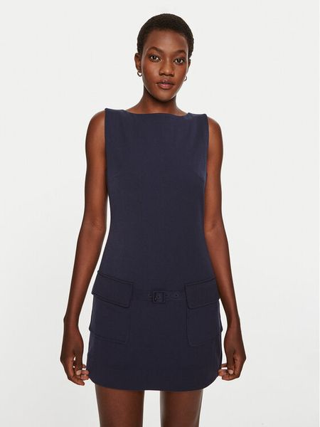 STAUD Sukienka codzienna Sheila R24P2246ST Granatowy Regular Fit. Niebieskie sukienki damskie STAUD, na co dzień, l, bez wzorów, z syntetyku, bez kołnierzyka, bez ramiączek, proste. Za 859.99 zł.