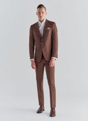 PAKO LORENTE – Spodnie męskie garniturowe P21WF-6G-075-A. Brązowe eleganckie spodnie męskie Pako Lorente, m, bez wzorów, z elastanu, eleganckie. Za 99.99 zł.