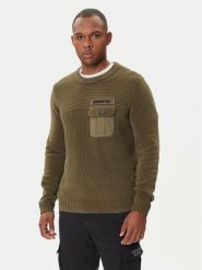 Aeronautica Militare Sweter 252MA1573UL00539 Zielony Regular Fit. Zielone swetry męskie Aeronautica Militare, m, bez wzorów, z bawełny, bez kołnierzyka, bez ramiączek. Za 919.99 zł.