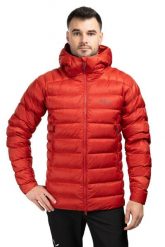 Kurtka trekkingowa puchowa męska Electron Pro. Czerwone kurtki męskie RAB, m, bez wzorów, z materiału, bez kaptura. Za 1,449.99 zł.
