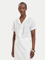 Guess Koszula W6GH48 W1881 Biały Classic Fit. Białe koszule damskie Guess, l, z aplikacjami, z bawełny, bez kołnierzyka, bez ramiączek. Za 369.99 zł.