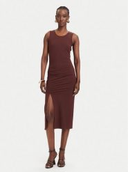 Patrizia Pepe Sukienka codzienna 2A3081/JZ26-B887 Brązowy Slim Fit. Brązowe sukienki damskie Patrizia Pepe, na co dzień, bez wzorów, z syntetyku, bez kołnierzyka, bez ramiączek, proste. Za 1,149.00 zł.