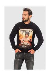 DSQUARED2 Czarna bluza męska z brucem lee. Czarne bluzy męskie Dsquared2, m, bez wzorów, z bawełny, bez ramiączek, bez kaptura. W wyprzedaży za 699.99 zł.