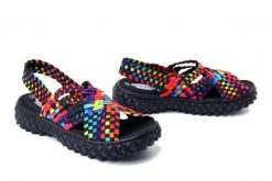 ROCK SPRING DAKOTA tutti frutti/ black, sandały damskie. Czarne sandały damskie Rock Spring, bez wzorów, bez obcasa, bez zapięcia. Za 186.92 zł.