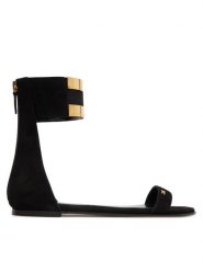 Elisabetta Franchi Sandały SA-88L-62E2-V540 Czarny. Czarne sandały damskie Elisabetta Franchi, bez wzorów, ze skóry, bez obcasa, na płaskiej podeszwie, bez zapięcia. Za 2,299.00 zł.