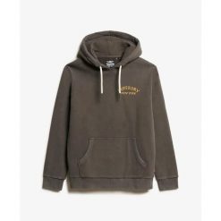 Oversize bluza z kapturem z tatuażem na plecach Superdry. Czarne bluzy męskie Superdry, m, bez wzorów, bez ramiączek, z kapturem. Za 393.30 zł.