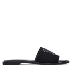 Klapki Max Mara. Czarne klapki damskie Max Mara, bez wzorów, bez obcasa, bez zapięcia. Za 974.99 zł.