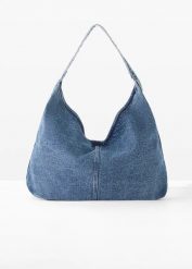 Torba shopper z denimu. Niebieskie shopperki damskie bonprix, bez wzorów, z denimu, bez dodatków. Za 92.99 zł.