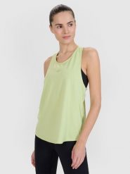 4F Top treningowy oversize szybkoschnący damski - zielony L. Zielone topy damskie 4F, l, bez wzorów, bez kołnierzyka, bez ramiączek. W wyprzedaży za 79.99 zł.