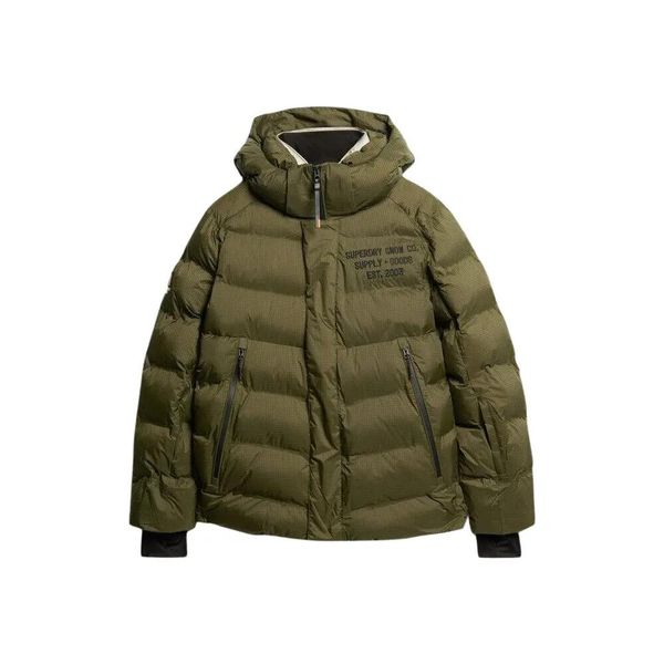 Kurtka puchowa Superdry. Zielone kurtki męskie Superdry, l, bez wzorów, z materiału, eleganckie, bez kaptura. Za 1,547.80 zł.