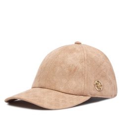 Czapka z daszkiem Guess. Brązowe czapki damskie Guess, z aplikacjami. Za 194.99 zł.