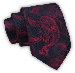 Krawat Alties (7 cm) - Granatowy w Duży Orientalny Wzór. Niebieskie krawaty i muchy Alties, bez wzorów, z tkaniny, eleganckie. Za 49.00 zł.