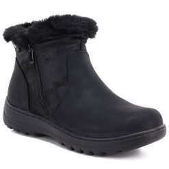 Botki damskie ocieplane czarne eVento 26BT26-365. Czarne botki damskie eVento, bez wzorów, ze skóry ekologicznej, eleganckie, bez obcasa, bez zapięcia. Za 129.99 zł.