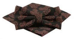 Mucha Męska z Poszetką Alties - Czarna z Wzorem Paisley. Czarne krawaty i muchy Alties, bez wzorów, eleganckie. Za 54.00 zł.
