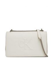 Calvin Klein Jeans Torebka Sculpted Ew Flap Conv Chain LV04K3035G Biały. Białe torebki do ręki damskie Calvin Klein Jeans, bez wzorów, z jeansu, bez dodatków. Za 519.99 zł.
