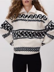 Bluza sherpa ze stójką - złamana biel. Bluzy damskie Reserved, l, bez wzorów, z dzianiny, bez ramiączek, bez kaptura. W wyprzedaży za 119.99 zł.