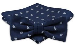 Modna Mucha Męska - Alties - Granat, Wzór w Paisley. Niebieskie krawaty i muchy Alties, bez wzorów, eleganckie. Za 54.00 zł.