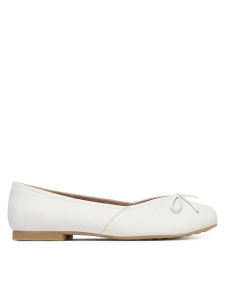 Caprice Baleriny 9-22109-46 Biały. Białe balerinki damskie Caprice, bez wzorów, ze skóry, bez obcasa, bez zapięcia. Za 208.99 zł.