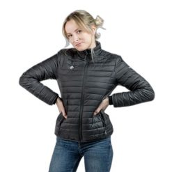 Damska kurtka puchowa Izas Nasser. Czarne kurtki sportowe damskie IZAS, m, bez wzorów, z nylonu, bez ramiączek, bez kaptura, trekkingowe. Za 326.04 zł.