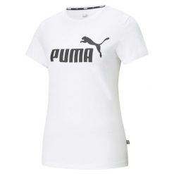 Damska koszulka z logo Essentials PUMA White. Białe bluzki damskie Puma, s, bez wzorów, klasyczne, bez kołnierzyka, bez ramiączek. Za 59.99 zł.