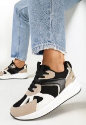 Czarne Sneakersy na Grubej Podeszwie Meleye. Czarne obuwie sportowe damskie Born2be, bez wzorów, bez zapięcia, na fitness i siłownię. Za 109.99 zł.
