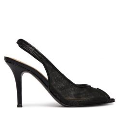 Sandały Guess. Czarne sandały damskie Guess, z aplikacjami, bez obcasa, na szpilce, bez zapięcia. Za 639.99 zł.