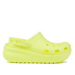Klapki damskie sportowe na platformie Crocs CLASSIC. Żółte klapki damskie CLASSIC, bez wzorów, sportowe, bez obcasa, na platformie, bez zapięcia. W wyprzedaży za 189.00 zł.