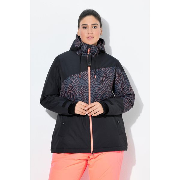 Damskie Kurtka performerska wodoodporna dwukierunkowy zamek błyskawiczny kaptur. Czarne kurtki sportowe damskie Ulla Popken, plus size, bez wzorów, z poliesteru, bez ramiączek, bez kaptura, trekkingowe. Za 739.99 zł.