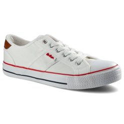 Białe Trampki Lee Cooper Męskie Wygodne Obuwie. Białe trampki męskie Lee Cooper, z aplikacjami, z materiału, klasyczne, bez zapięcia. Za 89.99 zł.