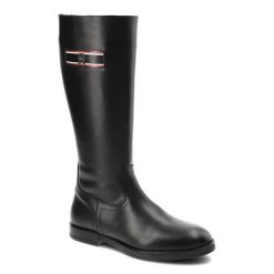 Czarne Kozaki Damskie Tommy Hilfiger Eleganckie Skórzane Buty. Czarne kozaki damskie Tommy Hilfiger, bez wzorów, ze skóry, bez obcasa, na płaskiej podeszwie, bez zapięcia. Za 689.00 zł.