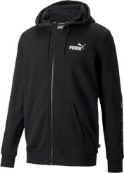 Puma Bluza męska Puma ESS+ Tape Full-Zip Hoodie TR czarna 848768 01 L. Czarne bluzy męskie Puma, l, bez wzorów, bez kaptura. Za 199.78 zł.