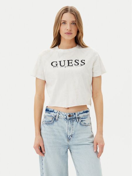 Guess T-Shirt V5GI19 I3Z14 Écru Regular Fit. T-shirty damskie Guess, m, z aplikacjami, z bawełny, bez kołnierzyka, bez ramiączek. Za 109.99 zł.
