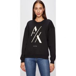 Armani Exchange - Bluza. Czarne bluzy damskie Armani Exchange, l, bez wzorów, z bawełny, bez ramiączek, bez kaptura. Za 389.90 zł.