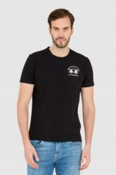 LA MARTINA Czarny męski t-shirt Regular Fit. Czarne t-shirty męskie La Martina, m, bez wzorów, bez kołnierzyka, bez ramiączek. W wyprzedaży za 149.99 zł.